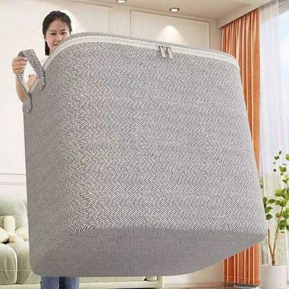 1 Túi đựng đồ lớn có khóa kéo, Túi đựng quần áo được nâng cấp, Túi đựng đồ chơi, Túi đóng gói chuyển nhà, Túi đựng đồ linh tinh cổ điển, Túi đựng đồ họa tiết xương cá, Khóa kéo kim loại hai chiều, Tay cầm chắc chắn, Vải mềm, Khóa kéo chính xác, Thích hợp để đựng đồ linh tinh trong nhà, sắp xếp quần áo, cất giữ đồ dùng theo mùa, sắp xếp đồ chơi nhàn rỗi.