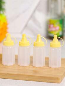 4/8pcs Portable Condiment Squeeze Bottles, Outdoor Camping Mini Transparent Sauce Containers - Multicolor - View 8