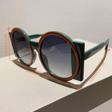 New Stylish Large Round-Frame Glasses For Women And Men, Featuring A High-End Dual-Tone Design,  And Versatile, Suitable For Parties, Performances, And Everyday Wear - Trà Trà - Xem 5