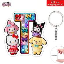 2D打印圣诞字母卡通钥匙扣，A-Z字母主题亚克力钥匙扣，包包挂件，背包和钱包挂饰，汽车钥匙扣，卡通挂件，女士钥匙扣，钥匙链 - 彩色 - 查看 13