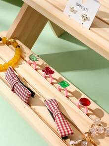 1pc Wooden Stepped Jewelry Display Stand, Creative Earring Ring Necklace Organizer, Multi-Layer Jewelry Holder, Tabletop Display Rack For Live Streaming, Craft Collection - Beige - View 8