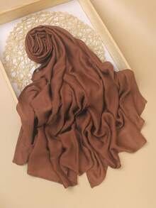 1pc High-Quality Solid Color Soft Breathable Viscose Headscarf, Suitable For Daily Wear With Robes Or Dresses - Multicolor - View 61
