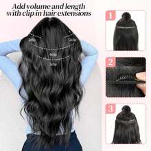 KooKaStyle Clip In Synthetic Highlight Hair Extensions Long Wavy 4PCS Thick Hairpieces Medium Brown Ash Blonde Fiber Double Weft Natural 24 Inch For Women - ColorFF - View 8