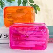Neon Pouch Small, Makeup Bag, 7"X2.3"X4.7" Size TSA Approved Toiletry Bag, Clear Travel Bags For Toiletries, Clear Cosmetic Bag For Women And Men Small (Transparent (Black Bone)) - Transparent (black bone ) - 查看 5