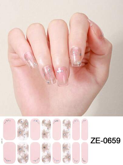 Coral Pink No-Bake Gel Nail Sticker Nail Oil Film Waterproof Nail Sticker Sticker Solid Color Green Onion Powder Jump Color Gradient Full Sticker