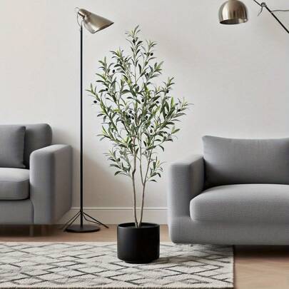 2 cành - 100cm/39.37in Cành ô liu nhân tạo, Cành ô liu xanh giả, Vòng hoa ô liu thân xanh nhân tạo, Cành ô liu giả, Quả thật như thật, Thích hợp trang trí nhà cửa, văn phòng, tiệc cưới, ngày lễ, trang trí ô liu hiện đại không cần chậu.