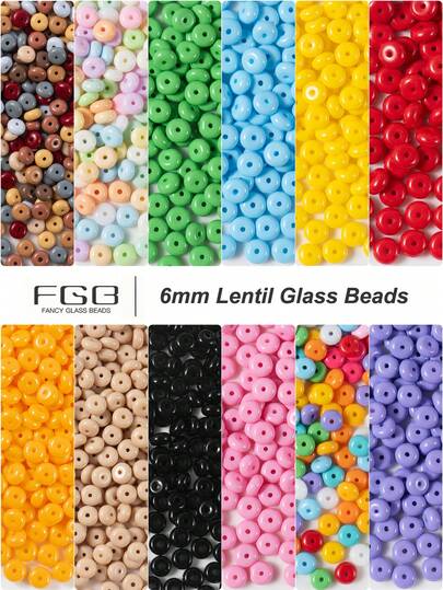 150 piezas de cuentas de vidrio en forma de lenteja de 6 mm, cuentas planas de vidrio sueltas como espaciadores para hacer joyas, 25 colores de cuentas de vidrio para manualidades de pendientes, collares y pulseras. Suministros para hacer joyas