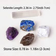 5件套天然紫水晶和透石膏脉轮水晶石套装 – 灵气疗愈瑜伽宝石收藏礼盒 - 彩色套盒 - 查看 5