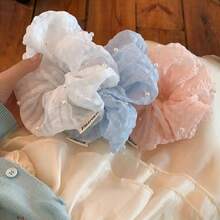 1个女士甜美优雅珍珠雪纺发圈，适合盘发、扎马尾，春夏款 - 彩色 - 查看 7