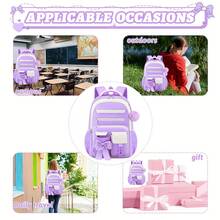 3pcs Bow Decor Lightweight Zipper Backpack Set, High Density Casual Backpack For Girl, Suitable For School And Daily Commute - Pink - View 8