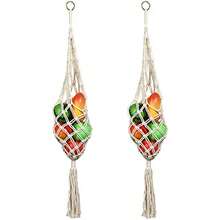 Geiserailie 2 piezas cesta colgante de frutas macramé cesta colgante de verduras transpirable decoración de almacenamiento para patata cebolla y frutas decoración bohemia para cocina - Blanco - Ver 8