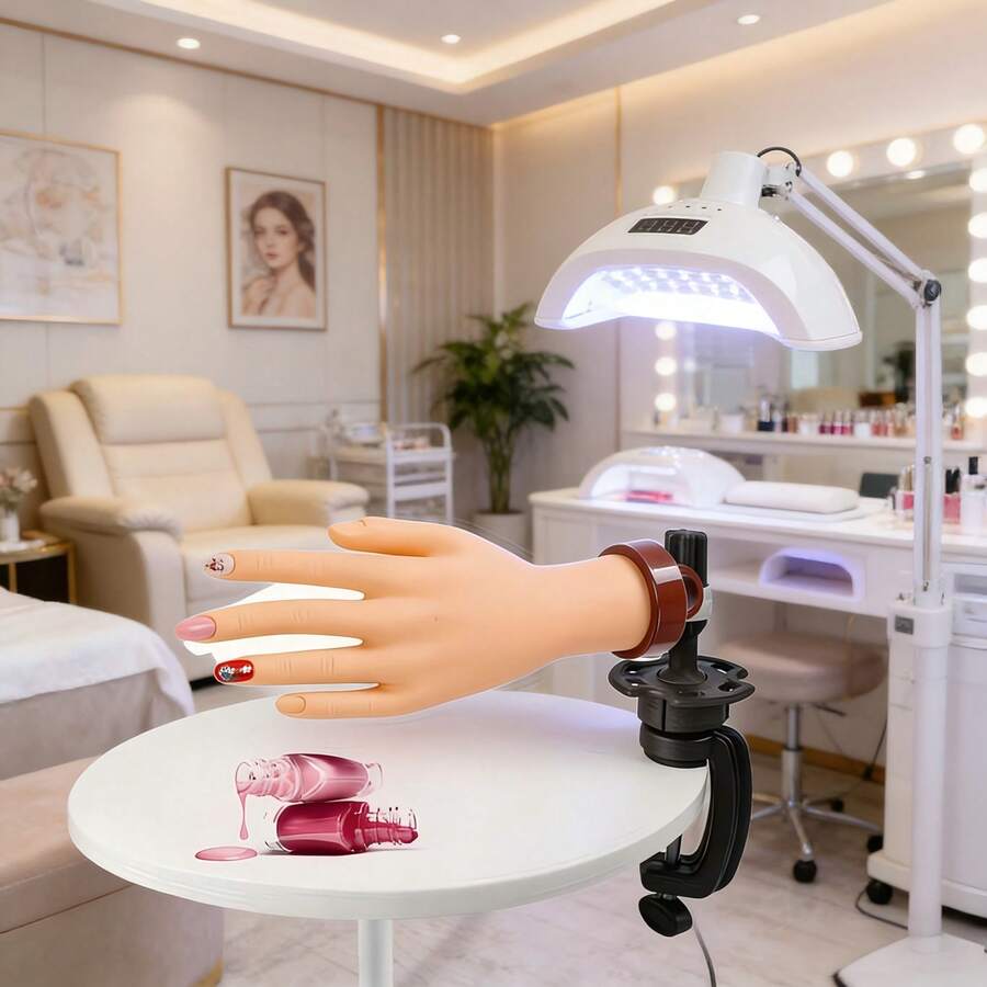 Mô hình bàn tay thực hành vẽ móng, giá đỡ mô hình bàn tay, mô hình bàn tay nhân tạo mềm mại, chân thực, có thể tháo rời và uốn cong, kèm giá đỡ để bàn trưng bày, dùng để luyện tập kỹ thuật vẽ móng, thực hành vẽ móng, thích hợp cho tiệm nail, người mới bắt đầu làm nail, dụng cụ thực hành, quà tặng ngày lễ. - Nhiều màu - Xem 1