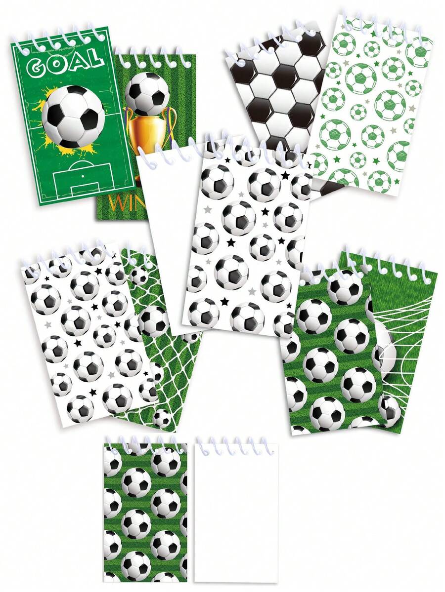 10pcs Football Themed Memo Pads, Football Themed Notepads, Back To School Essential Planner, Pocket Notebook, Notepad, Student Diary, Student Favorite Birthday Gift, School Supplies, Student Prize Handmade Paper, Party Notebook, Back To School Stationery - Football - View 1