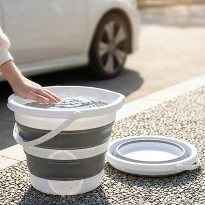 1 Stück faltbarer Eimer (3L/10L), tragbarer zusammenklappbarer Eimer geeignet für Camping, Angeln und Reisen, platzsparender runder Waschbehälter für Wohnheim, Fußbad und Autowäsche, robuste Outdoor-Ausrüstung