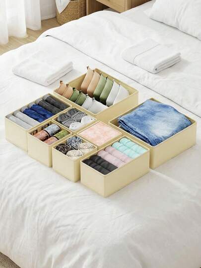 1/3/6pcs Underwear Storage Box, Drawer Organizer Box, Cosmetic Storage Box, Dresser Drawer Organizer Box, Bedroom Clothing Storage Box, Suitable For Dresses, Pants, Jeans, Socks, Underwear, Skirts, Bedroom, Home Storage, Spring Clothes, Minimalist, Summer Tops
