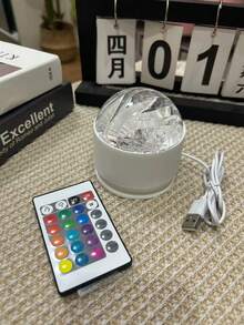 1pc Plastic Polished Color Changing LED Projection Magic Ball With Aurora Effect, Modern Style, USB Powered, Space Themed Lamp With Remote Control - 16 Lighting Color Options, Suitable For Bedroom Ambiance And Holiday Decoration - Multicolor - View 8