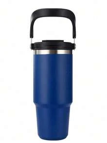 1个30盎司不锈钢玻璃杯，带盖和把手 - 双层隔热，保温/保冷，防漏，真空隔热，大容量，适合户外使用 - 彩色 - 查看 10