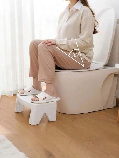 1个多功能浴室马桶增高凳，防滑办公/卫生间脚踏凳，坚固耐用，可拆卸设计方便收纳，适合成人和老年人使用，可移动设计，塑料便携式蹲凳，防滑浴室辅助踏凳，防滑蹲踏板