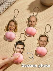 1pc Customizable Pink Butt Squeeze Toy, Personalized Gift With Photo, Stress Relief, Suitable For Friends, Couples, Coworkers And Family, Valentine's Day Gift, Backpack Decoration - Multicolor - View 2