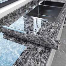 1 Roll Marble Waterproof & Oil-Proof Self-Adhesive Wall Sticker, Heat Resistant, Anti-Stain, Indoor Decorative Wallpaper, Removable - Marble - View 6