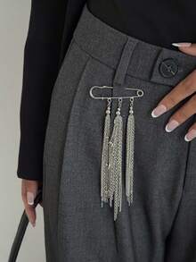 1件嘻哈风镂空星形吊坠水晶链组合胸针，摇滚朋克设计，休闲简约，街头风格，适合婚礼、派对、日常佩戴，男女皆宜的时尚裤链礼物 - 褲鏈 - 查看 2