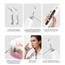 Bộ dụng cụ làm sạch răng bằng điện, loại bỏ cao răng với 5 chế độ làm sạch điều chỉnh được, máy siêu âm chuyên nghiệp loại bỏ mảng bám và vết ố trên răng với đèn LED, dụng cụ chăm sóc răng miệng cầm tay với 4 đầu làm sạch thay thế, gương nha khoa và cờ lê để loại bỏ mảng bám, thiết bị làm sạch răng sâu dùng tại nhà, bộ dụng cụ vệ sinh răng miệng tiện lợi khi đi du lịch, món quà lý tưởng cho gia đình và bạn bè. - Nhiều màu - Xem 6