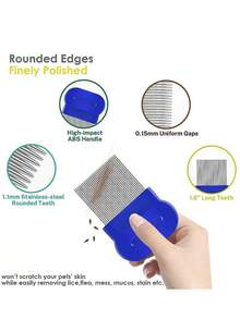 4pcs Stainless Steel Flea & Lice Comb, Double-Sided Professional Pet Tear Stain Remover, Suitable For Small, Medium And Large Pets Hair Grooming - View 5