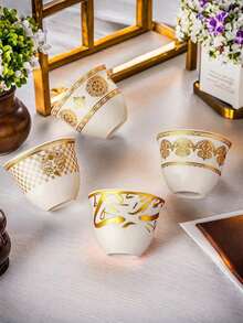 6pcs Ceramic Moonlight Cup Set, Luxury Turkish Style Red Tea Cup & Wine Glass With Gold Rim, Exotic Romantic Afternoon Tea Set, High-Quality Elegant Cups With Aesthetic And Practical Value - Multicolor - View 8