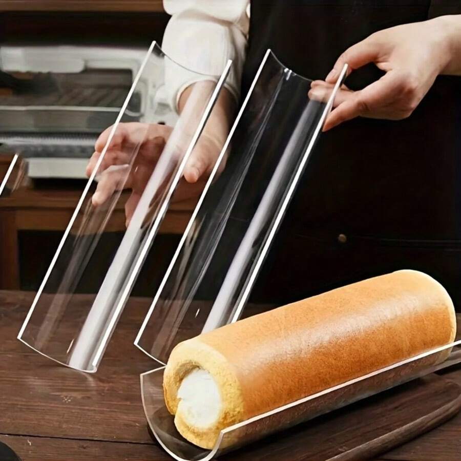 1pc Clear Acrylic Cake Roll Shaper, U Shape Swiss Roll Cake Mold Long Roll Dessert Making Tool For Baking, Semi-Circular Cake Mold Holder - Multicolor - View 1