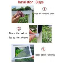 1pc Mosquito Nets For Window,Anti-Mosquito Window Screens,Mesh Anti Insect Air Tulle Invisible Black Fiberglass Mosquitoes And Flies,Simple Detachable Window Screen, No-Drill, Hook And Loop-Attached Screen Mesh - Gray Mesh With Black Border - View 11