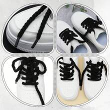 1pair Fashion Wide Round Chunky Rope Shoe Laces Replacement Strings For Casual Sneakers - 1雙黑色 - 查看 10