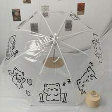 1pc Automatic Transparent PVC Banana Dog Pattern Umbrella, Waterproof And Windproof, Nature Style, Cute And Fresh, Suitable For Female College Students - Line Kitten - View 1
