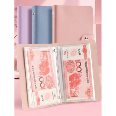 1 Paper Money Storage Book, PU Material, Can Hold 100 Paper Money, Paper Money, Photos, Stamps, Bank Card Storage Book A6 Size Large Capacity Cash Storage Notebook With 50pcs Inner Pages, Back To School, School Supplies,Savings Plan,Biweekly Savings Plan,10000 Savings Plan,Savings Strategy