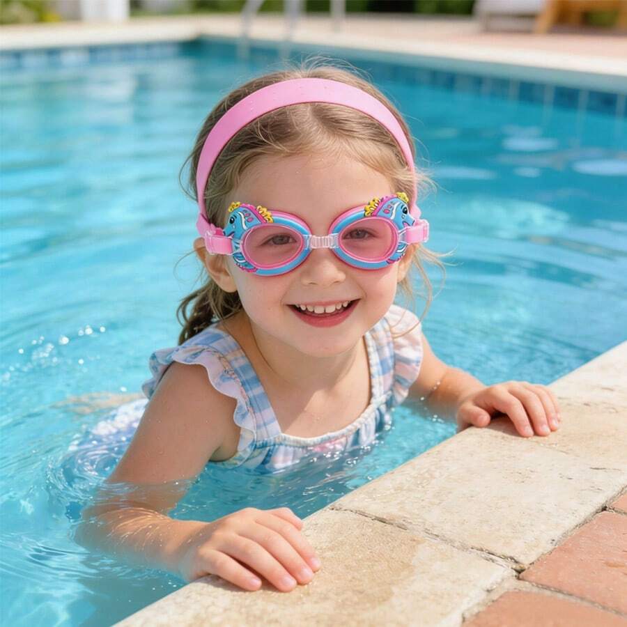 1pc Adjustable Strap Youth Swimming Goggles, Wide Frame High Definition Swim Goggles, Unisex