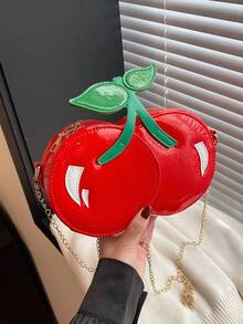New Spring/Summer Creative Cherry Shape Shoulder Crossbody Bag, Cute Personalized Chain Handbag For Women - Red - View 11