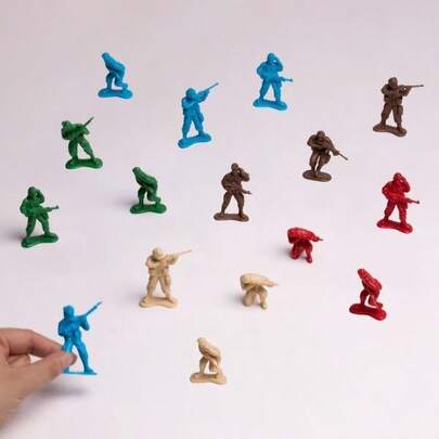 10/20件迷你士兵战斗沙盒士兵模型玩具，塑料小型军队士兵套装，颜色随机，沙盒装饰配件