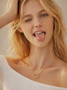 1件防锈不锈钢扭心项链，18K镀金PVD防水首饰，优雅结心形吊坠，适合淋浴和海滩佩戴 - 心形 - 查看 7