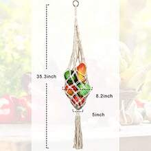 Geiserailie 2 piezas cesta colgante de frutas macramé cesta colgante de verduras transpirable decoración de almacenamiento para patata cebolla y frutas decoración bohemia para cocina - Blanco - Ver 2