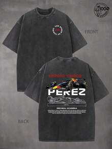 Mens Clothes;Summer TopsF1 T-Shirt-Sport Car Fans Casual Unisex Streetwear,Reqular Fit,Graphic Tee,Men Gifts,230G Washing Cotton Double-Sided Printed Racing Tee, Fashion Y2kShort Sleeve, Hip Hop T-Shirt, Comfortable And Durable, Daily Wear, Racing Fan Gift, Perfect For Motorsport Fans,Gift For Him/Her, Race Day, Speed Enthusiastssummer Outfits EGUR - 黑色 - 查看 7