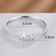 1 chiếc vòng tay nữ thiết kế khóa hình chữ nhật hình học, mắt xích, đính đá Cubic Zirconia. - Nhiều màu - Xem 7
