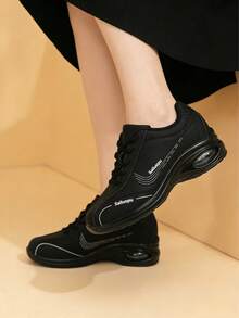 SAILUOPU Women's Casual Sneakers, Thick Sole Air Cushion Shock Absorbing Lightweight Shoes - Black - View 1