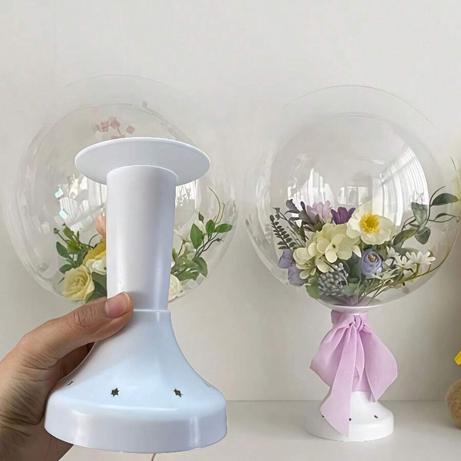 6件套/2套泡泡球支架套装，泡泡球支架，气球底座，泡泡球桌面漂浮装置，派对装饰支架，桌面花束支架，白色塑料气球支架，气球支架，气球桌面漂浮装置，家居装饰 - 查看 1