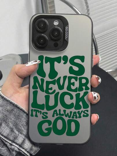 Die neue Serie kreativer und modischer IMD-Laser-Handyhüllen, mit dem Text-Muster "Es ist nie Glück, es ist immer Gott", klassische Hybrid-Handyhüllen mit Stoßfestigkeit und rutschfester Oberfläche, kompatibel mit iPhone 17/17Air/17Pro/17ProMax, 16/16Plus/16ProMax, 15.14, 13, 12, 11 Serie, geeignet für Galaxy S22, S23, S24, S25 PLUS ULTRA Serie, Ostergeschenk, Weihnachts-/Halloween-Dekoration/Geburtstagsgeschenk, für Paar, Freundin, Freund oder sich selbst