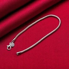 3mm Silverpläterad Ormkedja Armband - Silver - Visa 5