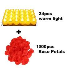 LED Tea Lights Candles - 1000Pcs Artificial Rose Petals & 24Pcs LED Candles, Star Night Light For Bedroom Hotel Decor, Date Night Ideas, Anniversary - Led Round Candle - View 18