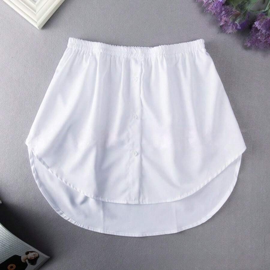 1pc Elastic Waist Extender, Women Shirt Extender, Adjustable Layered Fake Skirt Hem Extender - White - View 1