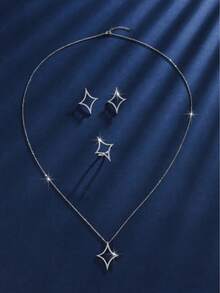 3件套/戒指、项链、耳环首饰套装，简约小众首饰套装，适合日常通勤佩戴 - 彩色 - 查看 3