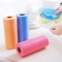 1Roll Washing-Free Reusable Non-Woven Cleaning Towels Kitchen Dishes Cloths Wipe - màu xanh da trời - Xem 4