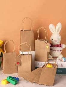 5/10/25个装天然牛皮纸袋，适用于烘焙、奶茶、咖啡礼品袋、外卖手提袋，经久耐用，品质优良 - 本色 - 查看 5