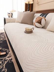 1pc Chenille Breathable Sofa Cushion, Luxury Minimalist Sofa Cover, Dust-Proof Anti-Slip Anti-Scratch, Protect Sofa, Fade-Resistant, Suitable For Bedroom Living Room Study, All Seasons - White - View 4